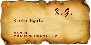 Krohn Gyula névjegykártya
